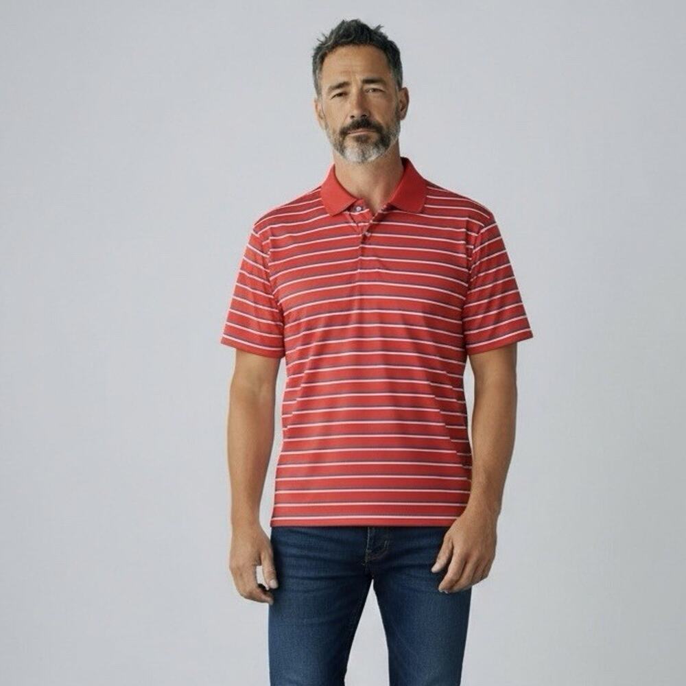 FootJoy Golf Performance Polo Shirt LARGE Red White Blue Embroidered SLOCC
